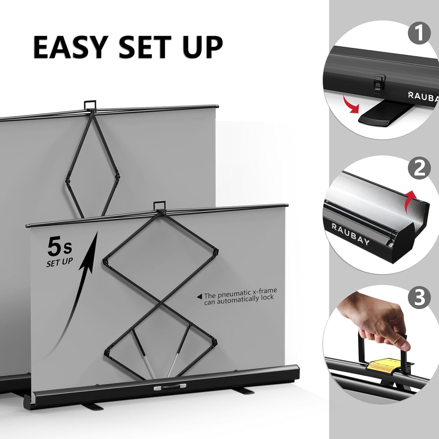 RAUBAY 78.7 x 82.7in Large Collapsible Grey Screen Backdrop